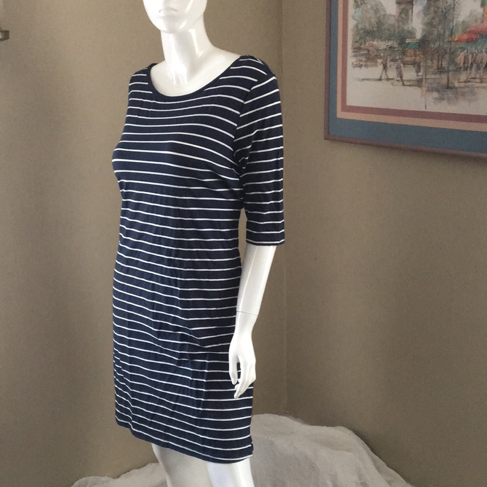 Navy Blue Striped Dress Size Large Ladies NWT